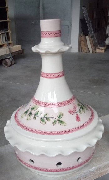 Stufa nonna decori magenta foglie