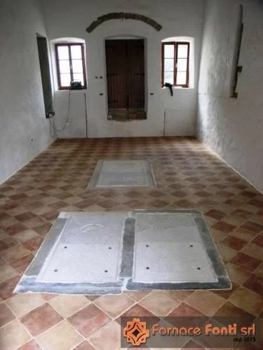 Restauro di pavimentazione a scacchiera con tavella rossa e gialla